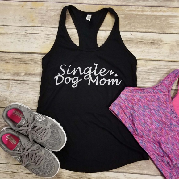 Next Level Apparel Tops - Single Dog Mom Racerback Tank - Black